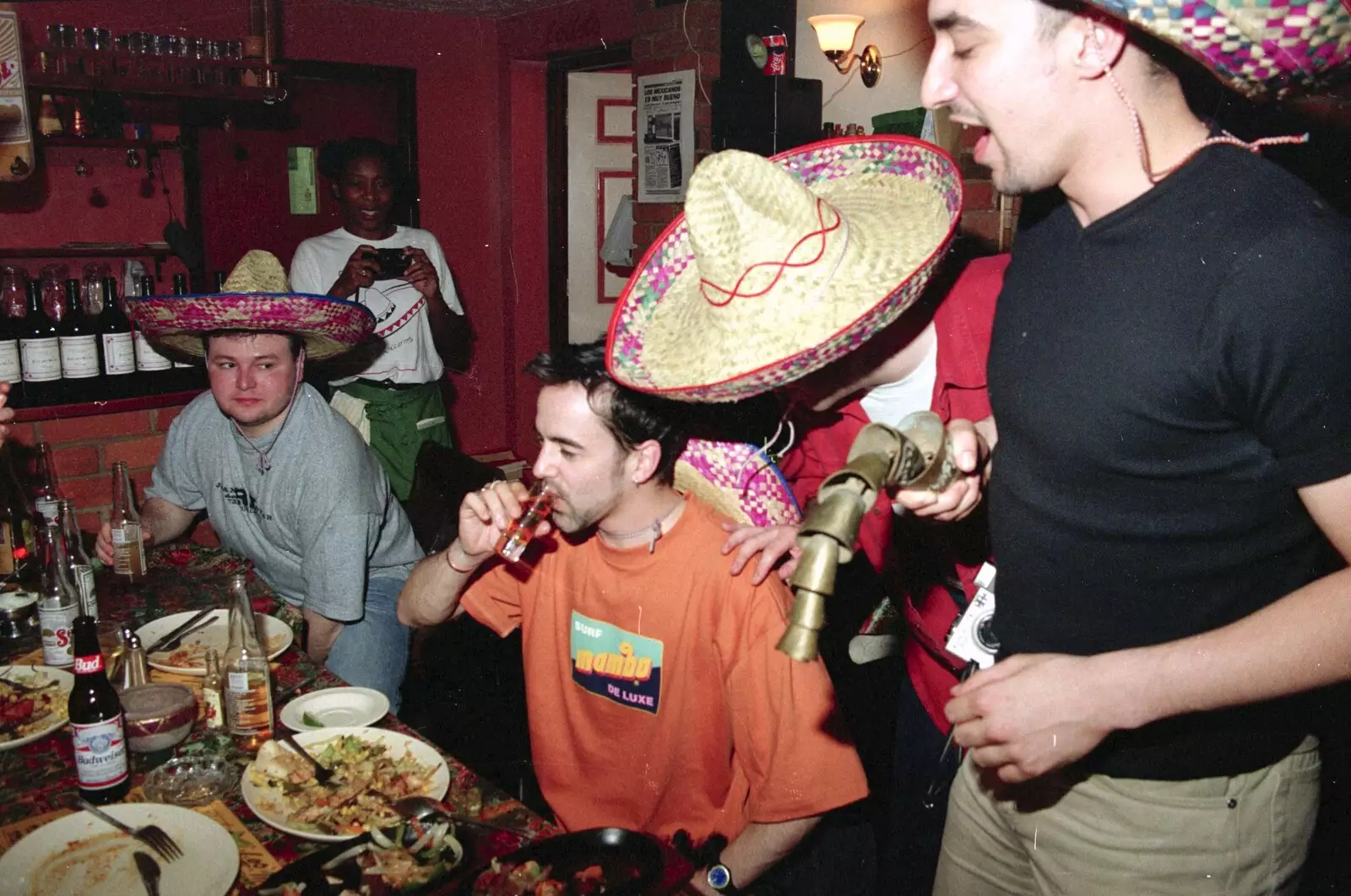 Trev does some sort of red tequila, from CISU, Los Mexicanos and the Inflatable Woman, Ipswich, Suffolk - 25th April 1996