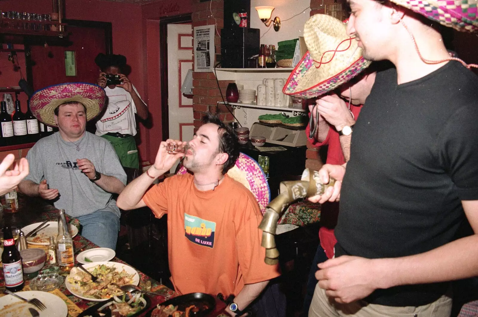 Trev slams more Tequila, from CISU, Los Mexicanos and the Inflatable Woman, Ipswich, Suffolk - 25th April 1996