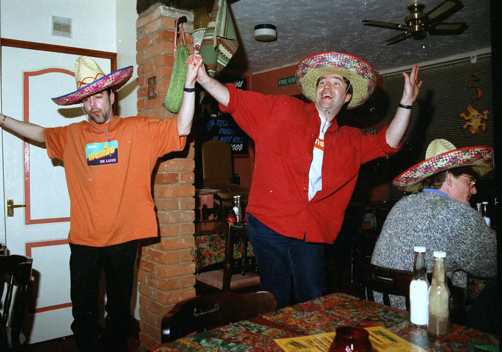 Trevor and Tim do some dancing, from CISU, Los Mexicanos and the Inflatable Woman, Ipswich, Suffolk - 25th April 1996