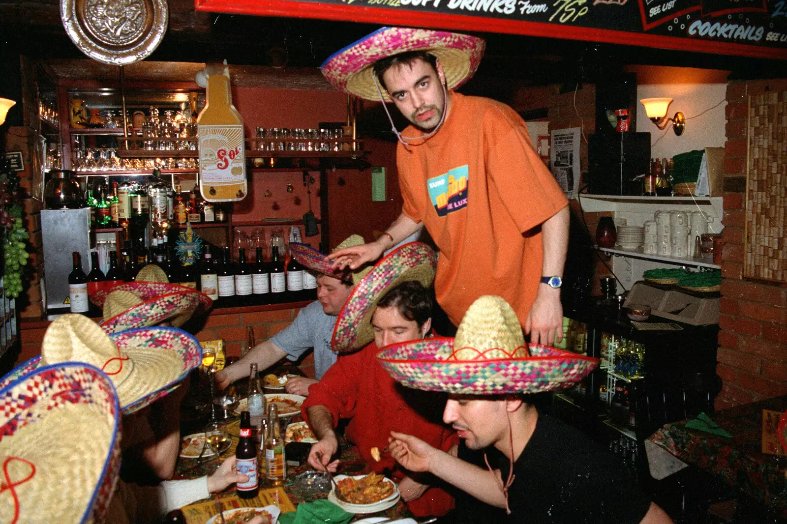 Trev stands on a chair, from CISU, Los Mexicanos and the Inflatable Woman, Ipswich, Suffolk - 25th April 1996