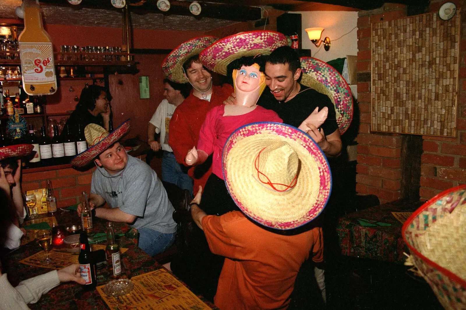 The inflatable woman has a sombrero on, from CISU, Los Mexicanos and the Inflatable Woman, Ipswich, Suffolk - 25th April 1996