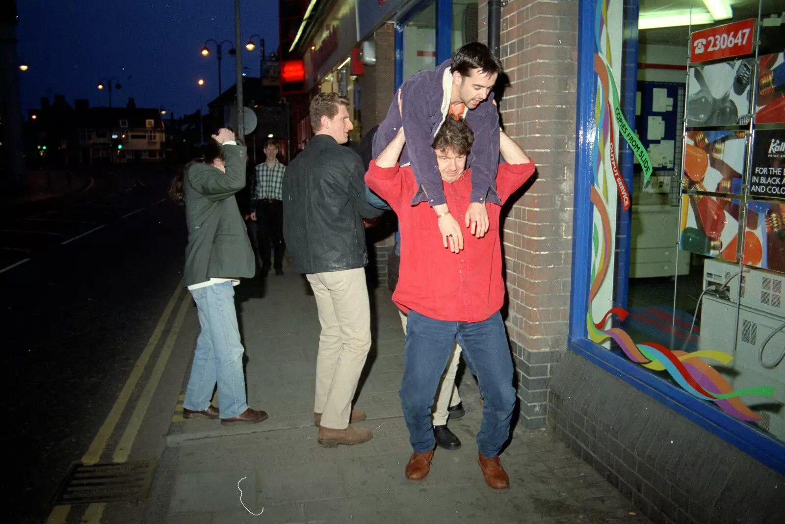 Tim tries to put Trevor down, from CISU, Los Mexicanos and the Inflatable Woman, Ipswich, Suffolk - 25th April 1996