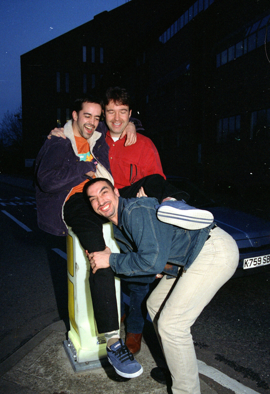 CISU, Los Mexicanos and the Inflatable Woman, Ipswich, Suffolk - 25th April 1996: Trev is dumped on a bollard outside St. Edmund House