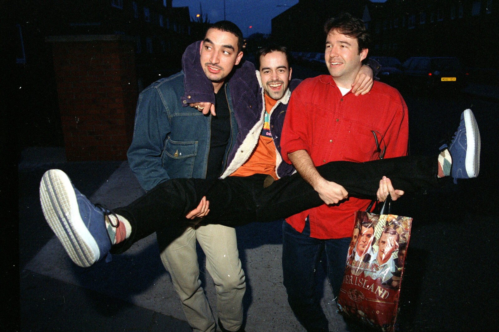 CISU, Los Mexicanos and the Inflatable Woman, Ipswich, Suffolk - 25th April 1996: Orhan and Tim carry Trev down the street