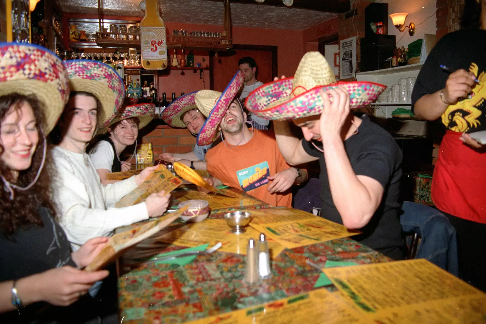 A rowdy table, from CISU, Los Mexicanos and the Inflatable Woman, Ipswich, Suffolk - 25th April 1996