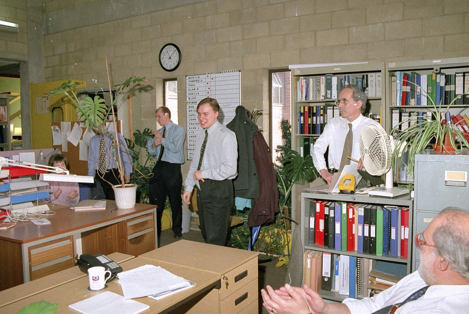 Campbell Leaves CISU, Suffolk County Council, Ipswich, Suffolk - 4th May 1996: Campbell gives some sort of speech as Martin Elsey stands by