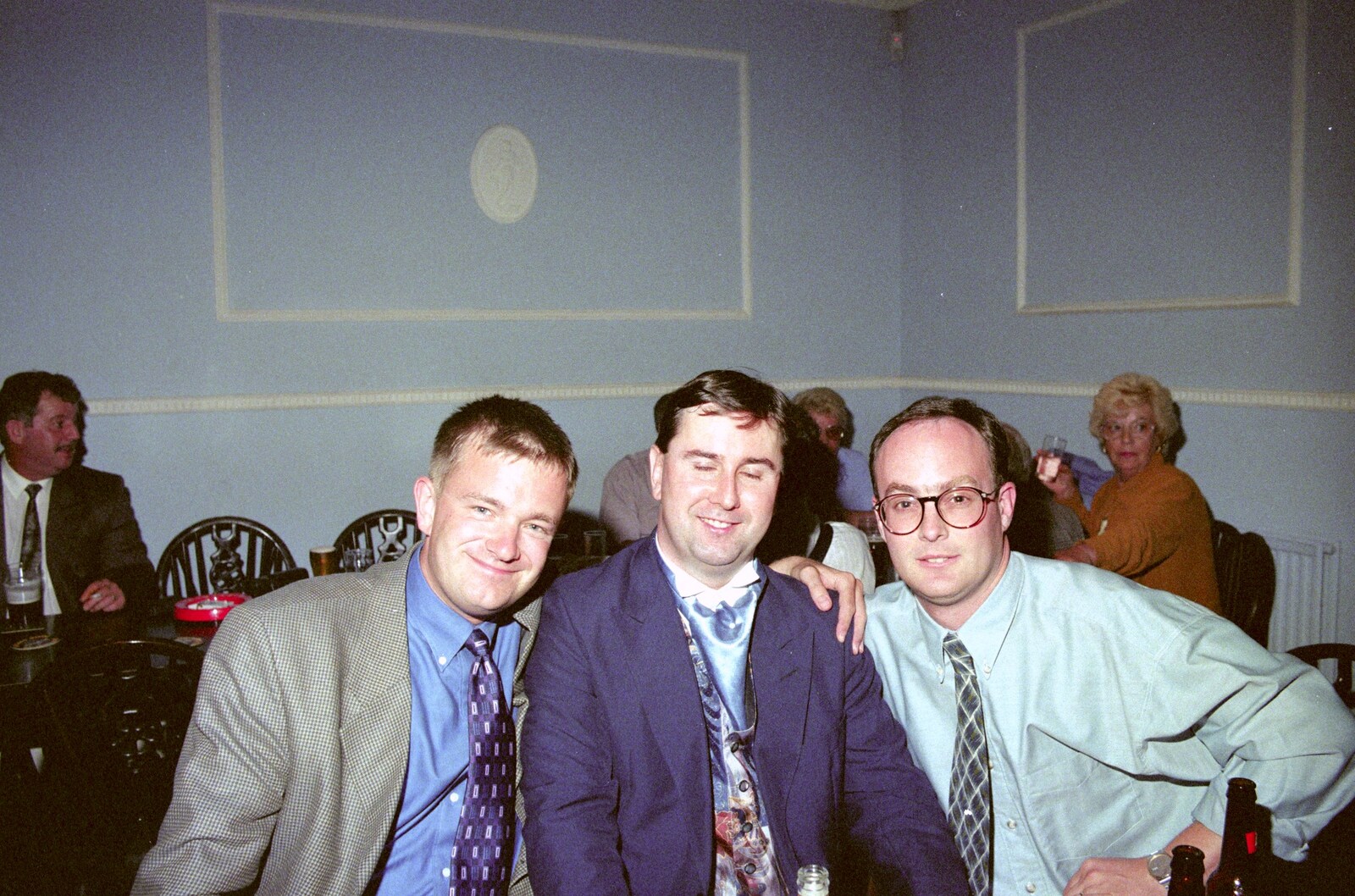 Riki's Wedding, Treboeth, Swansea - 7th May 1996: Nosher, Riki (with eyes closed, as usual) and Chris