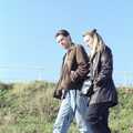 1996 Sean and Carole walk along the clifftop at Southwold