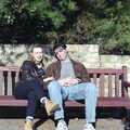 Carole and Sean take time out on a bench, Riki's Wedding, Treboeth, Swansea - 7th May 1996