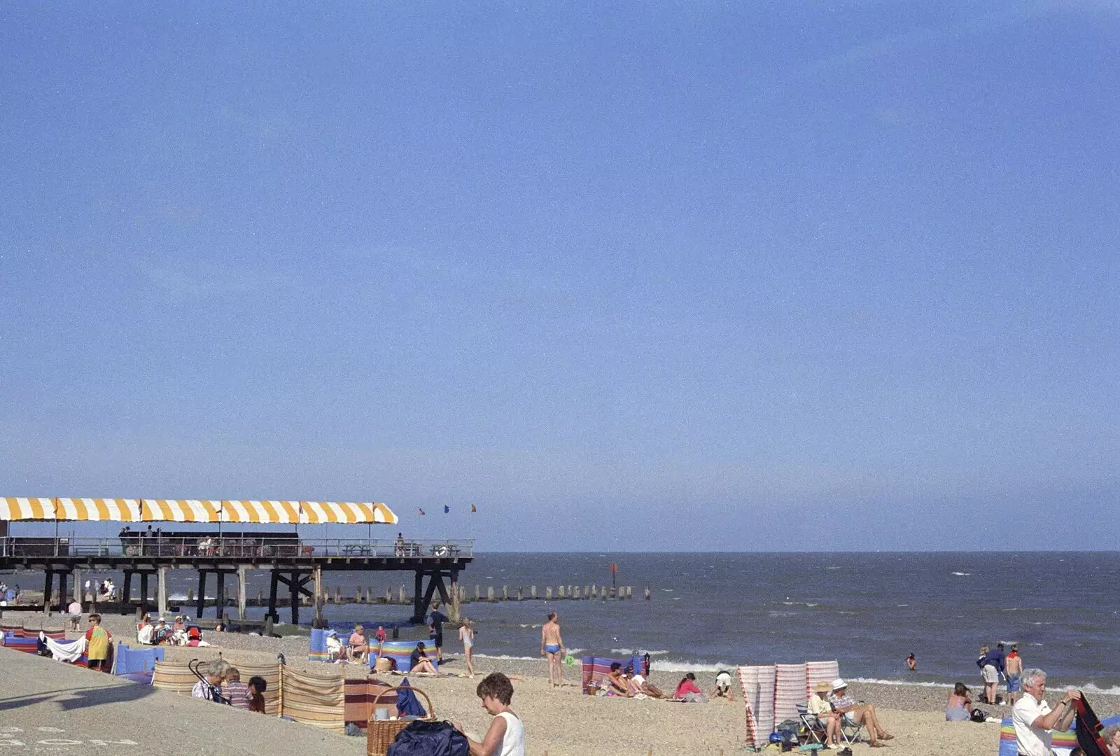 Southwold pier with a stripey awning on it, from A BSCC Ride to the Six Bells, Gislingham, Suffolk - 21st May 1996