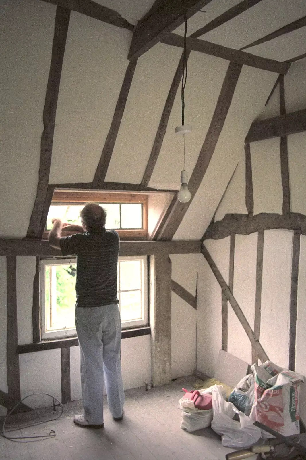 The Old Man helps tidy up the bedroom, from A BSCC Ride to the Six Bells, Gislingham, Suffolk - 21st May 1996