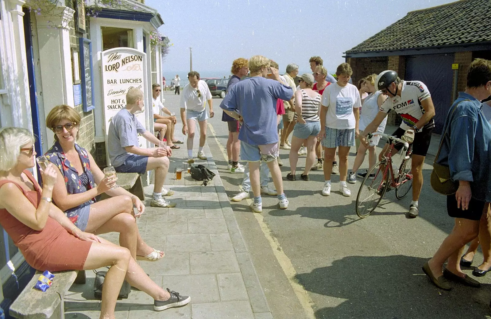 The scene outside the Lord Nelson, from The First BSCC Bike Ride to Southwold, Suffolk - 10th June 1996