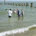 Apple, Helen Paul and Sally are in the sea, The First BSCC Bike Ride to Southwold, Suffolk - 10th June 1996