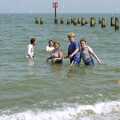 More of Apple, DH, Helen, Paul and Sally in the sea, The First BSCC Bike Ride to Southwold, Suffolk - 10th June 1996