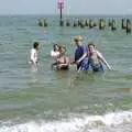 More of Apple, DH, Helen, Paul and Sally in the sea, The First BSCC Bike Ride to Southwold, Suffolk - 10th June 1996