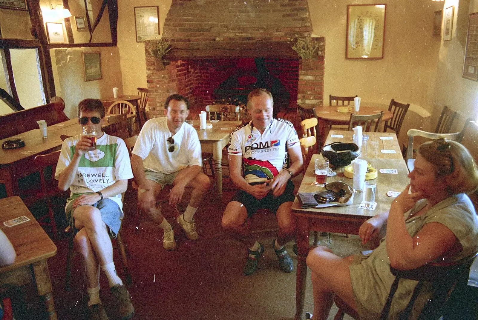 Apple, DH, Keith and Helen in the Bramford Queen, from The First BSCC Bike Ride to Southwold, Suffolk - 10th June 1996