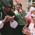Kris Akabusi signs Spammy's autograph book, The Norwich Union Mail Coach Run, The Swan Inn, Brome - 15th June 1996