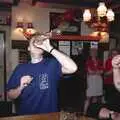 Pippa finishes the boot, A Welly Boot of Beer at the Swan Inn, Brome, Suffolk - 15th June 1996