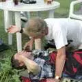 John Willy applies beer to Apple, DH's Barbeque at The Swan Inn, Brome, Suffolk - July 14th 1996