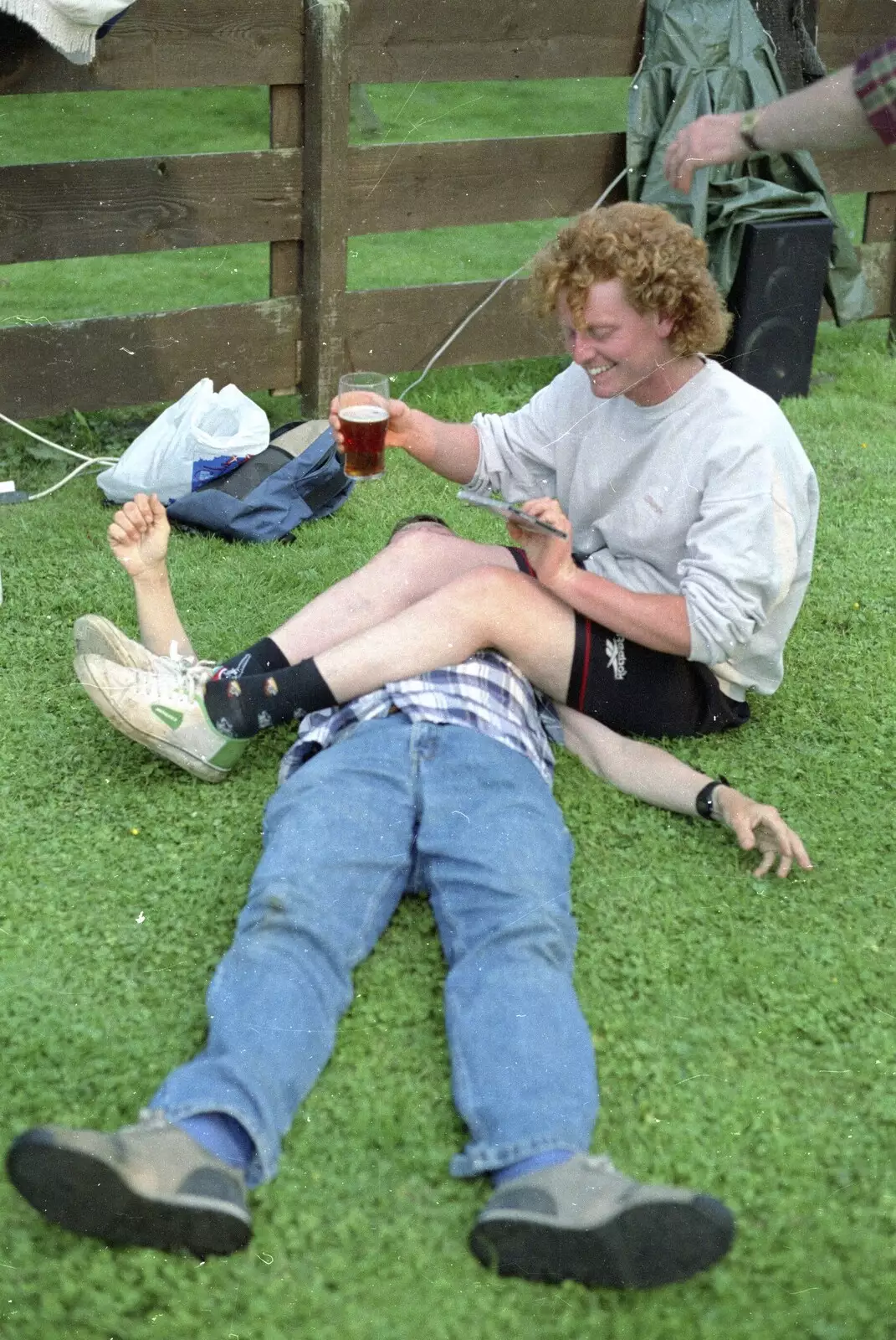 Wavy sits on Apple, from DH's Barbeque at The Swan Inn, Brome, Suffolk - July 14th 1996