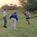 Shane gives Lorraine a piggy-back, DH's Barbeque at The Swan Inn, Brome, Suffolk - July 14th 1996