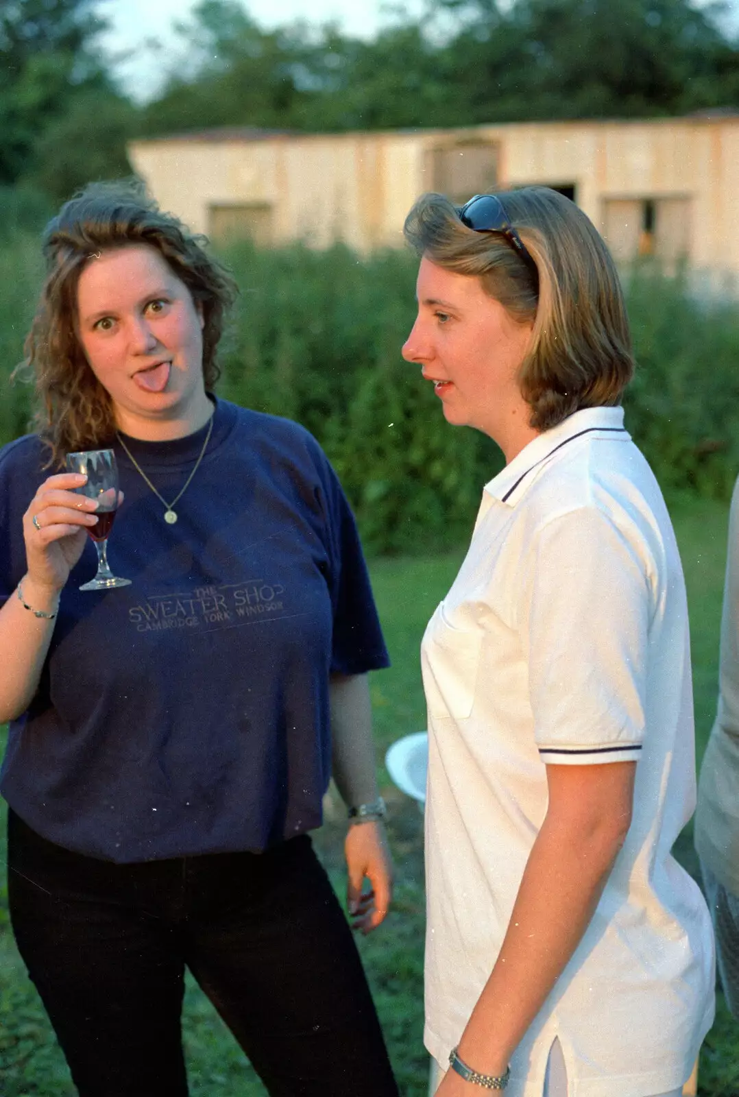 Pauline pulls a face, from DH's Barbeque at The Swan Inn, Brome, Suffolk - July 14th 1996