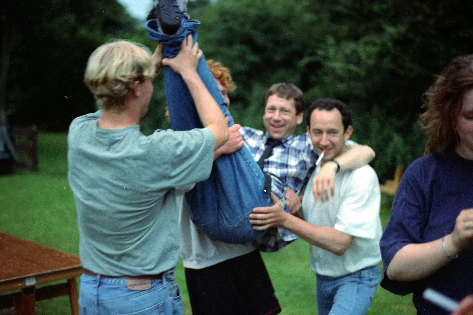 Apple is hauled off, from DH's Barbeque at The Swan Inn, Brome, Suffolk - July 14th 1996