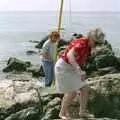 Wavy and Spammy climb around on the groynes, A Brome Swan Trip to Wimereux, France - 20th June 1996