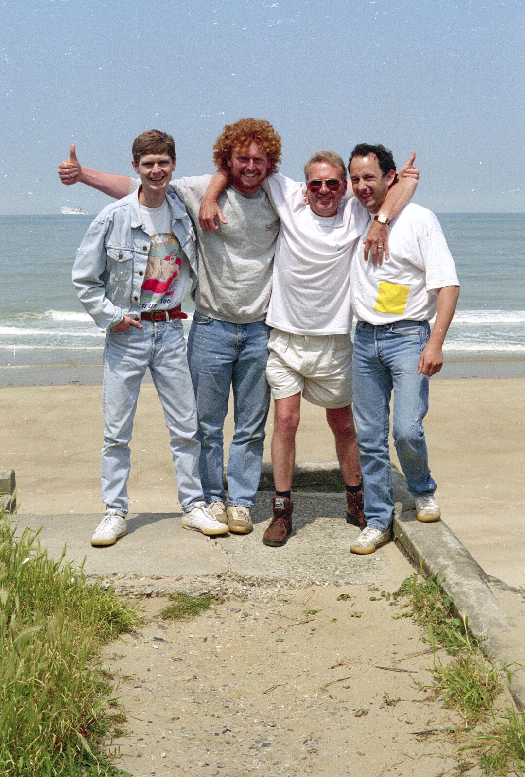 Ninja M, Wavy, John Willy and DH at Wissant from A Brome Swan Trip to Wimereux, France - 20th June 1996