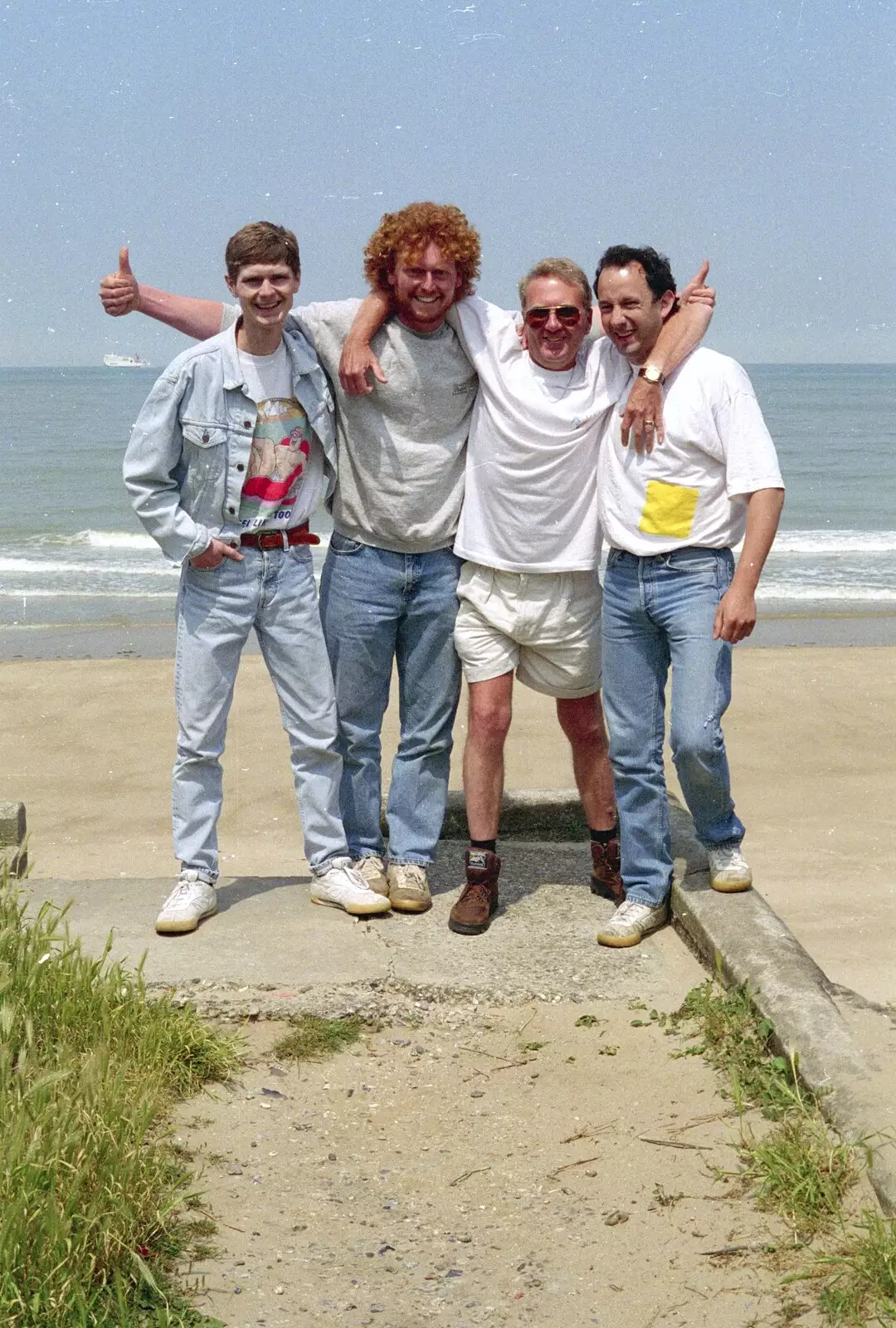 Ninja M, Wavy, John Willy and DH at Wissant, from A Brome Swan Trip to Wimereux, France - 20th June 1996