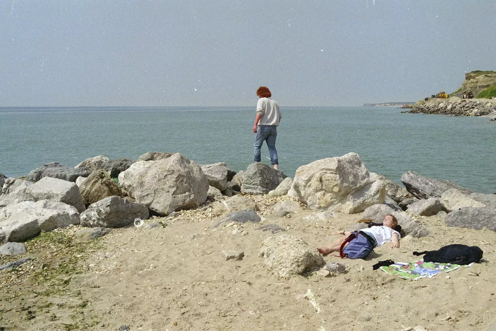 Wavy on the rocks, from A Brome Swan Trip to Wimereux, France - 20th June 1996