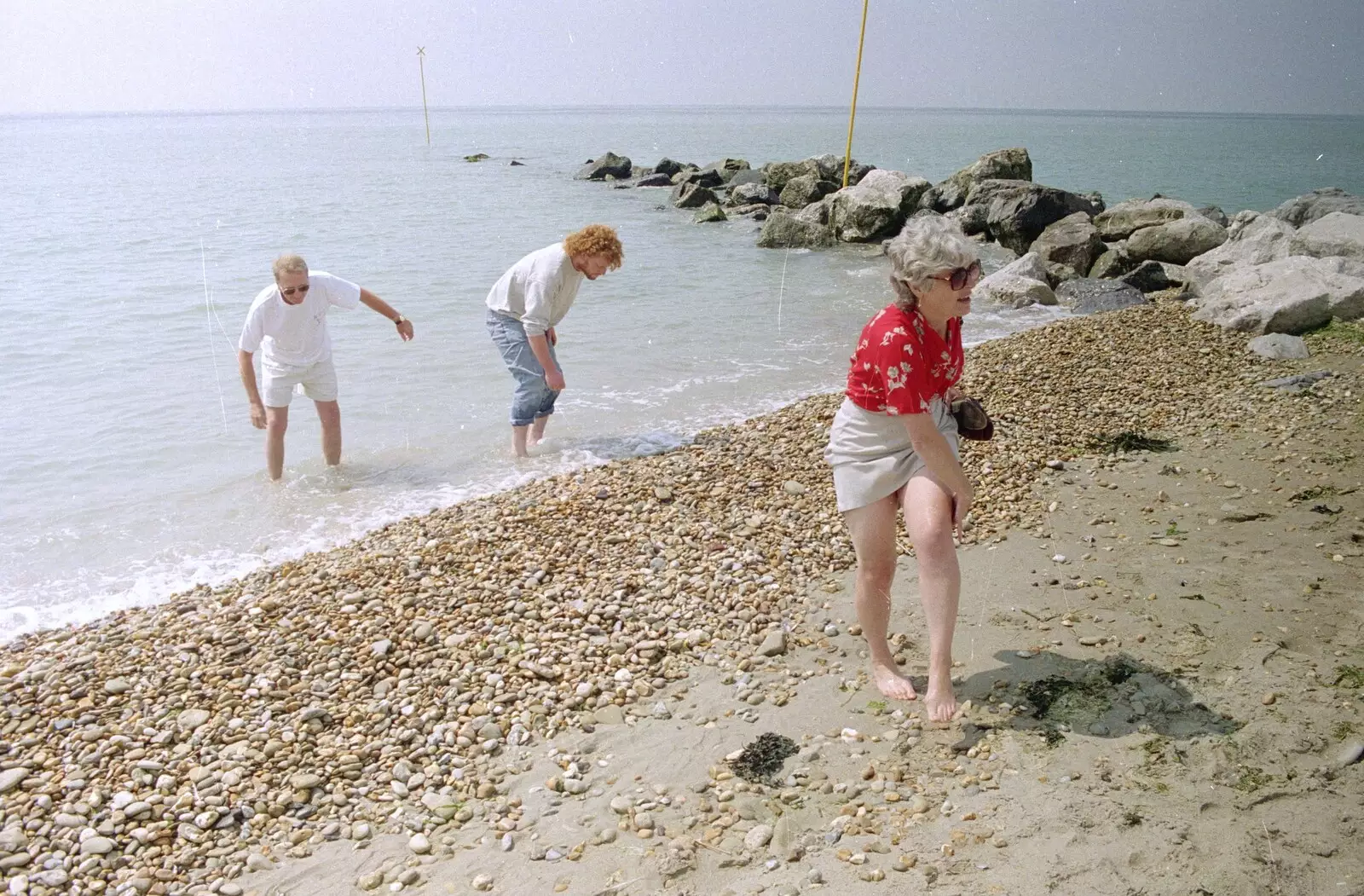 John Willy and Wavy paddle as Spammy legs it, from A Brome Swan Trip to Wimereux, France - 20th June 1996