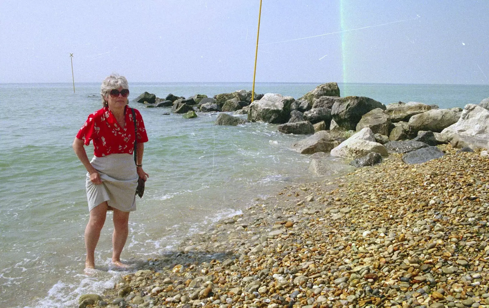 Spammy hitches her skirt up, from A Brome Swan Trip to Wimereux, France - 20th June 1996