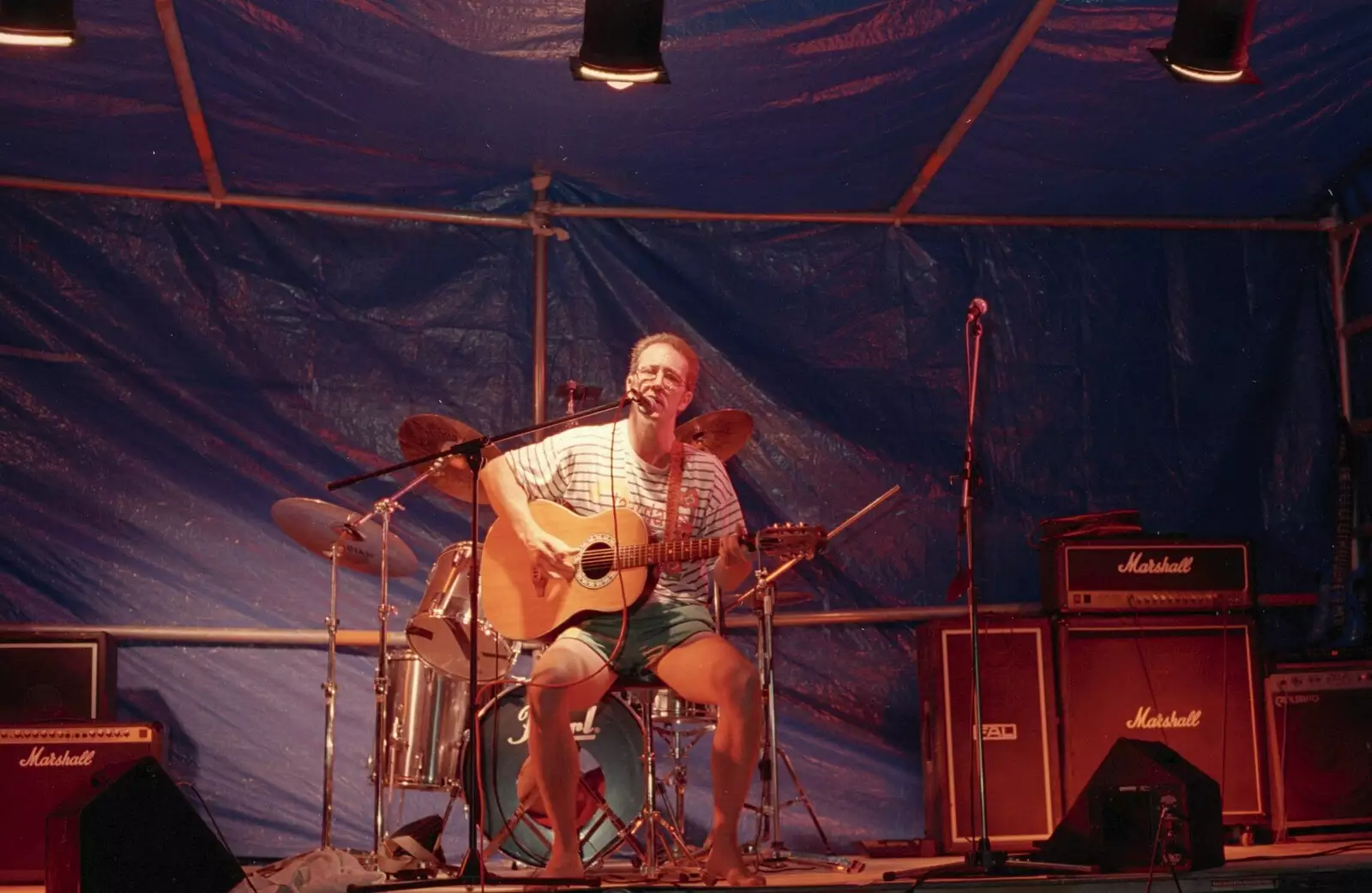 Some dude does a bit of acoustic guitar, from Sean's ElstedBury Festival, Elsted, West Sussex - 12th July 1996