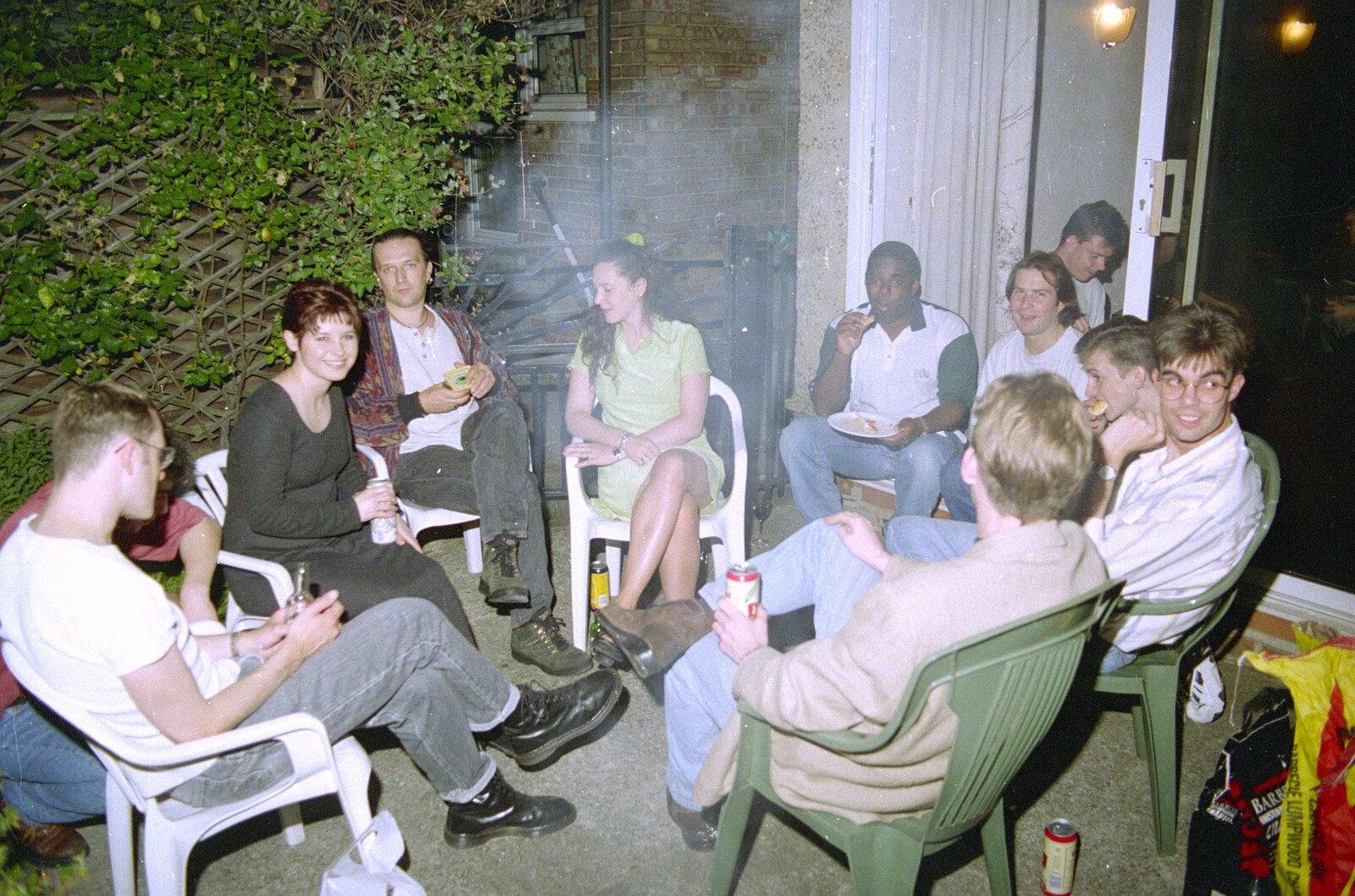 The CISU gang on the patio from The BSCC Does Le Shuttle, and a CISU Party at Andrew's, Saint-Omer and Ipswich - 3rd August 1996