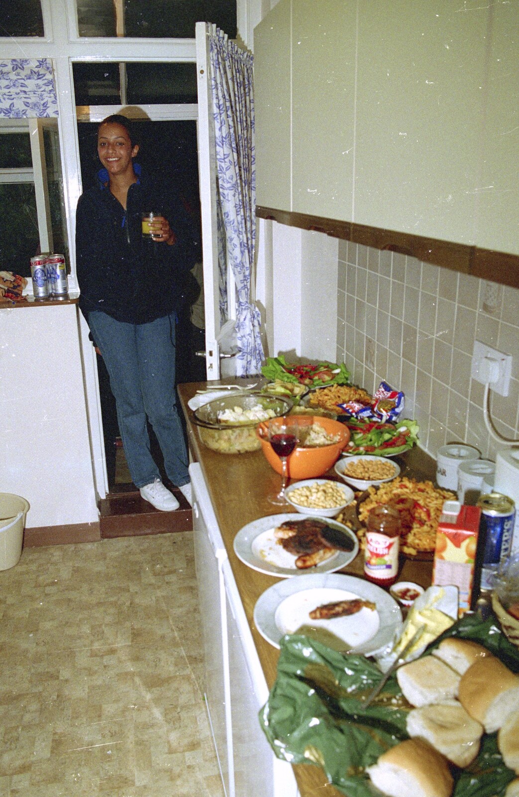 Natalie in the kitchen from The BSCC Does Le Shuttle, and a CISU Party at Andrew's, Saint-Omer and Ipswich - 3rd August 1996