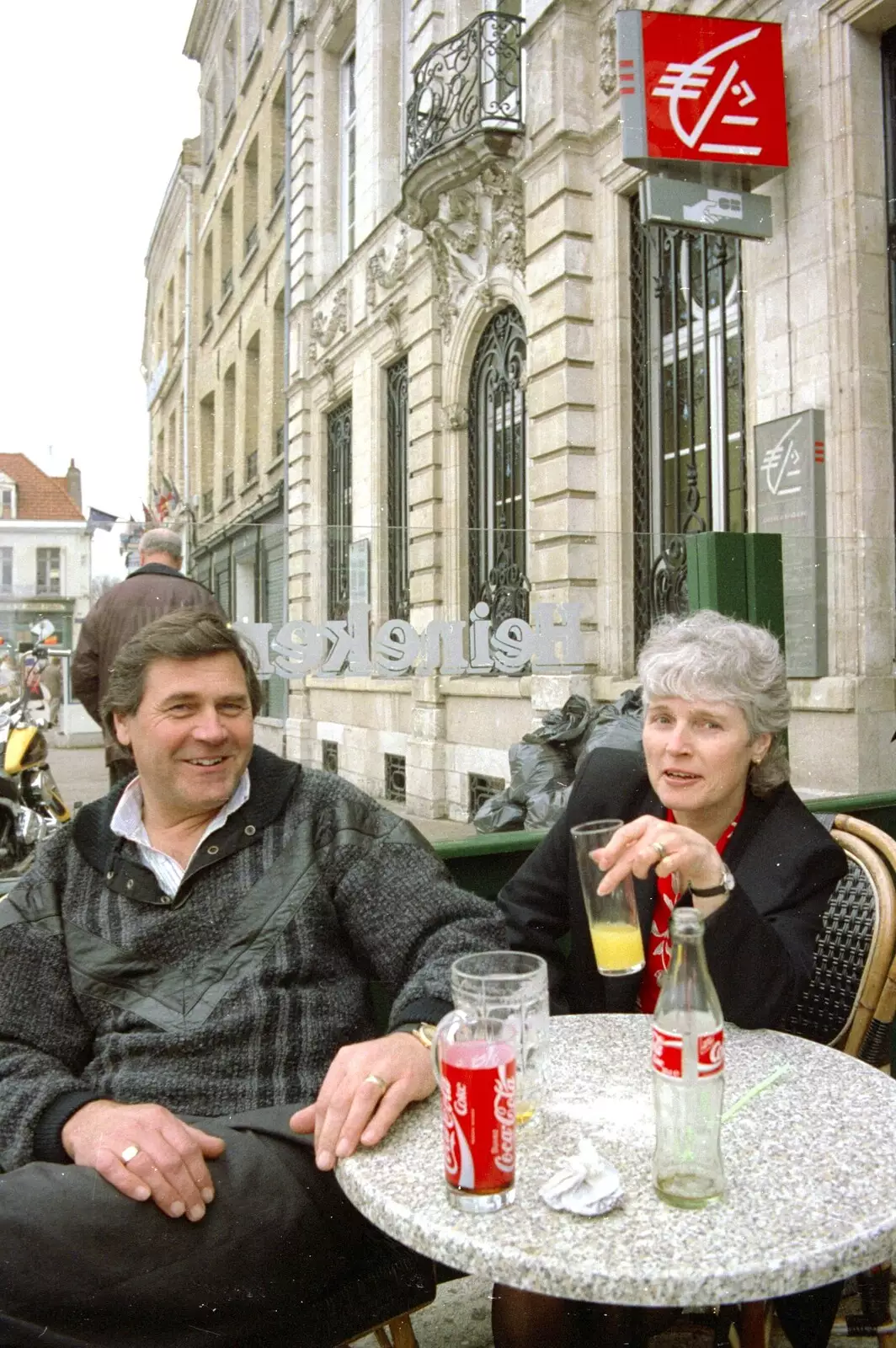 Alan and Spammy in Saint-Omer, from The BSCC Does Le Shuttle, and a CISU Party at Andrew's, Saint-Omer and Ipswich - 3rd August 1996