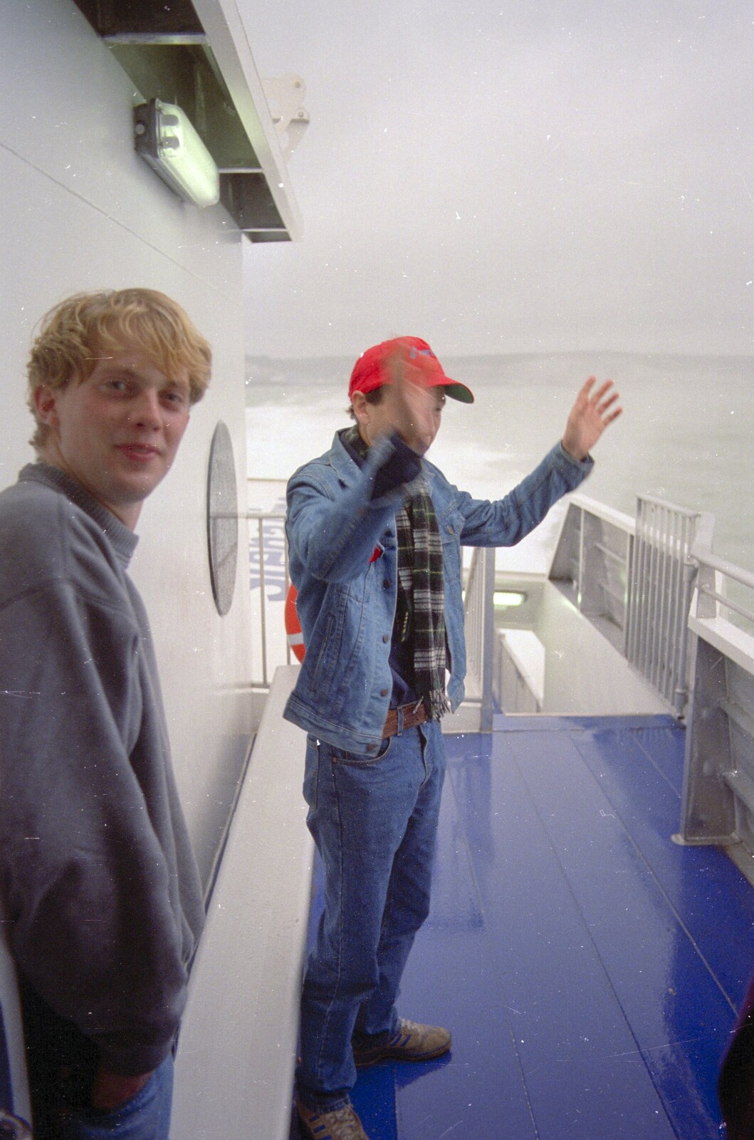 Paul and Apple on the ferry from Dover from The BSCC Does Le Shuttle, and a CISU Party at Andrew's, Saint-Omer and Ipswich - 3rd August 1996