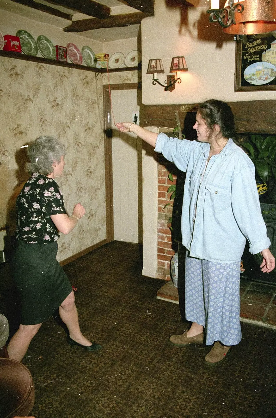 Spammy and Samantha lock horns, from A Conkers Night and CISU in the Eagle, Brome and Ipswich, Suffolk - 14th September 1996