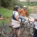 CISU Hang Around Keswick and The Briars, Cumbria - 16th September 1996, Dougie, Gail, Trev and Tim by a river