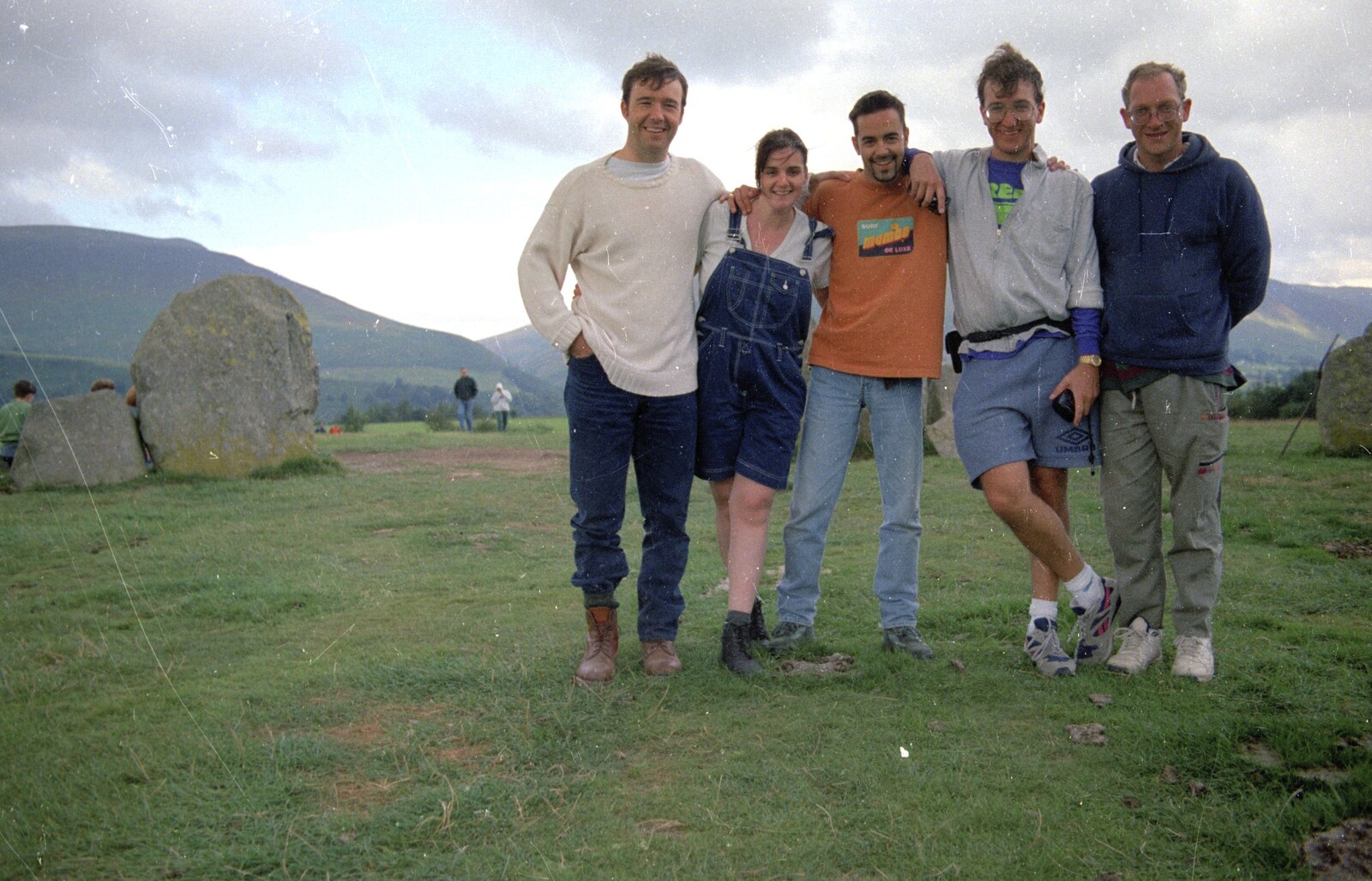 CISU Hang Around Keswick and The Briars, Cumbria - 16th September 1996: Tim, Gail, Trev, Phil and Dougie at Castlerigg Stone Circle