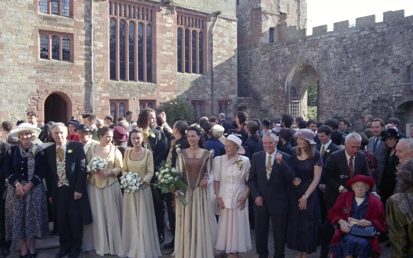 A courtyard gathering, from Stuart and Sarah's CISU Wedding, Naworth Castle, Brampton, Cumbria - 21st September 1996