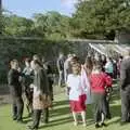 Mingling by the greenhouse, Stuart and Sarah's CISU Wedding, Naworth Castle, Brampton, Cumbria - 21st September 1996