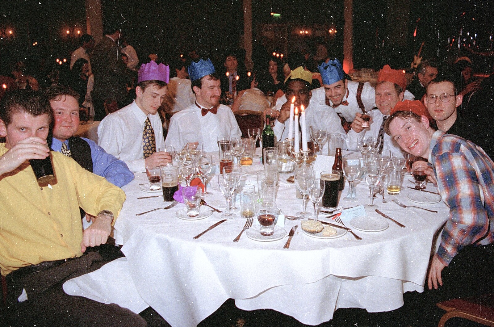 Stuart and Sarah's CISU Wedding, Naworth Castle, Brampton, Cumbria - 21st September 1996: The CISU table: Jon, Foxy, Andrew, Phil, Carl, Trev, Brian, Paul and Dougie