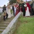 Stuart and Sarah on the steps, Stuart and Sarah's CISU Wedding, Naworth Castle, Brampton, Cumbria - 21st September 1996