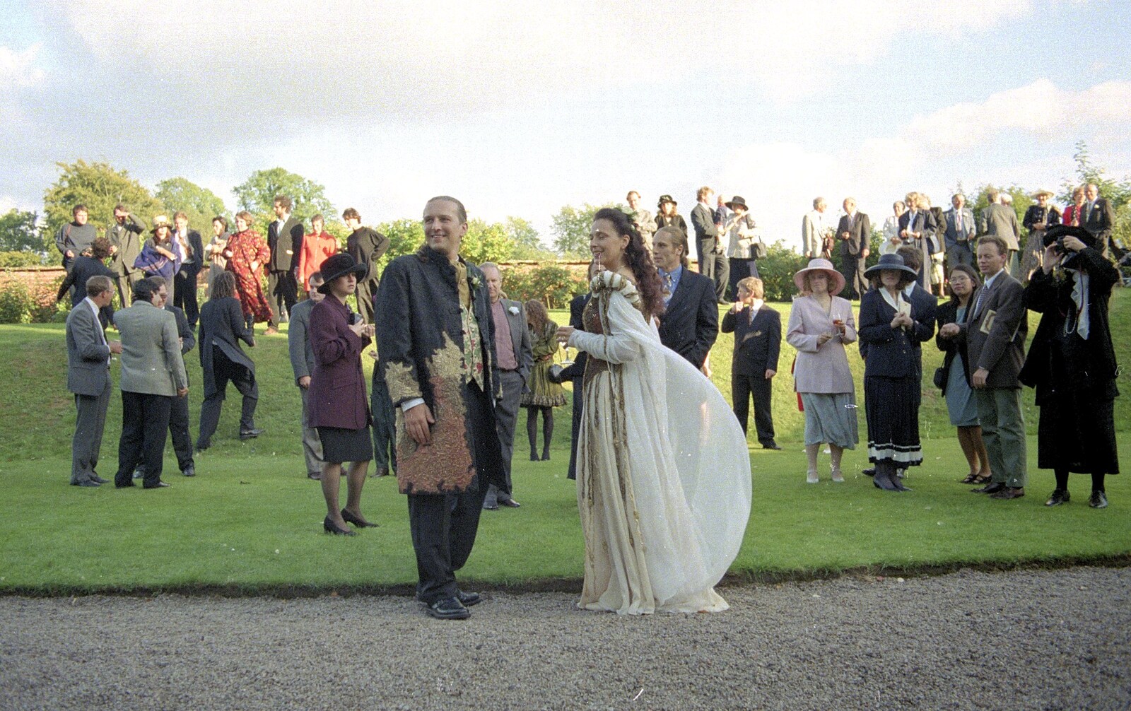 Stuart and Sarah's CISU Wedding, Naworth Castle, Brampton, Cumbria - 21st September 1996: Stuart and Sarah model their threads in the garden