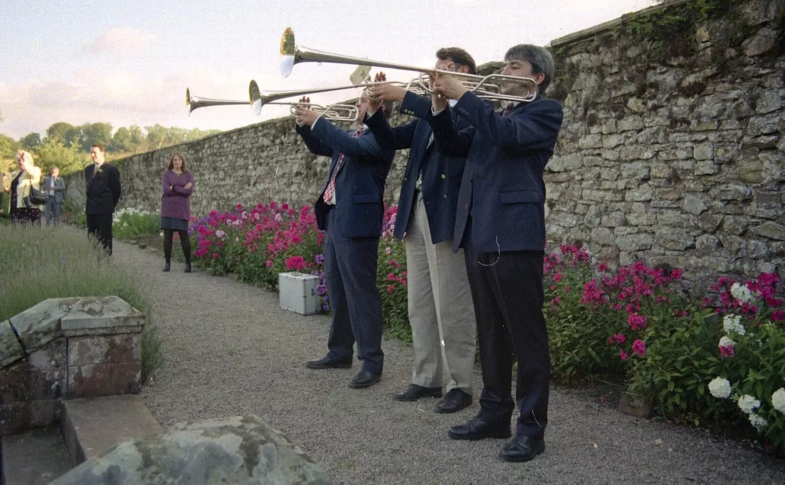 Neil helps out with trumpet duties, from Stuart and Sarah's CISU Wedding, Naworth Castle, Brampton, Cumbria - 21st September 1996