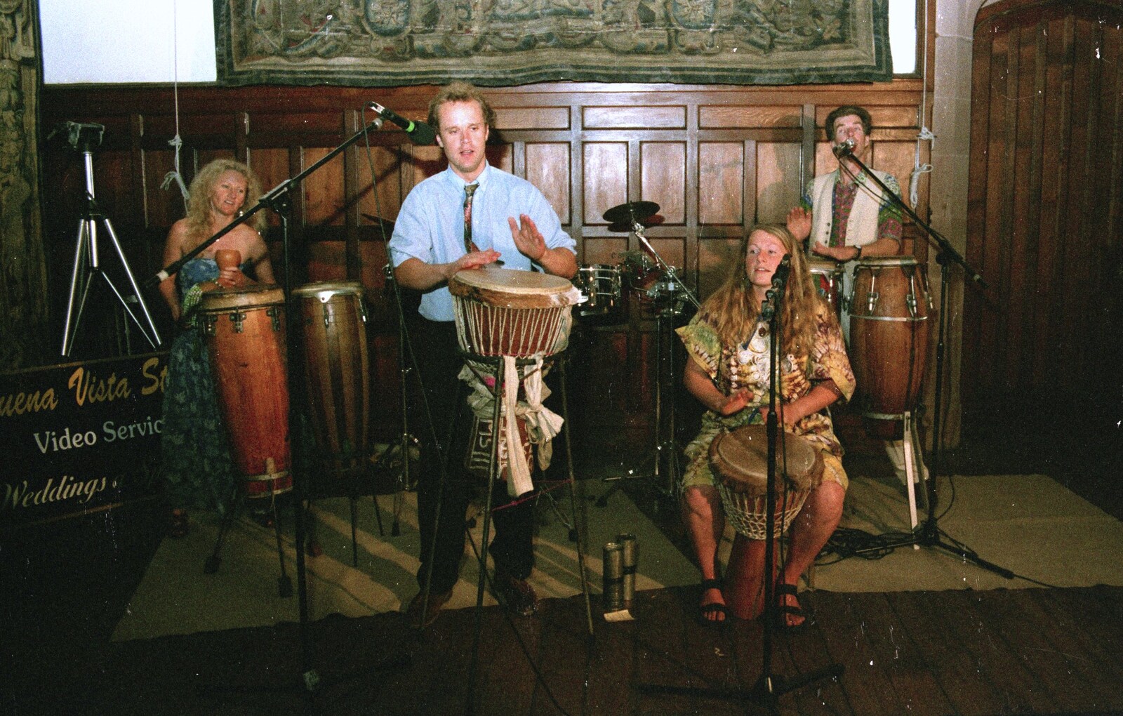 Djambe action from Stuart and Sarah's CISU Wedding, Naworth Castle, Brampton, Cumbria - 21st September 1996