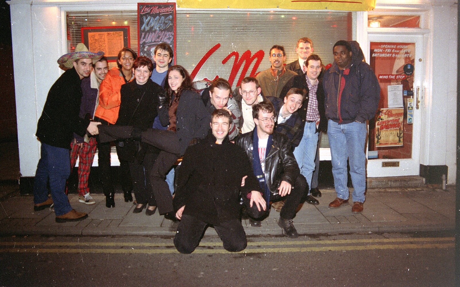 A CISU Night at Los Mexicanos Restaurant, Ipswich - 15th December 1996: The gang outside the restaurant