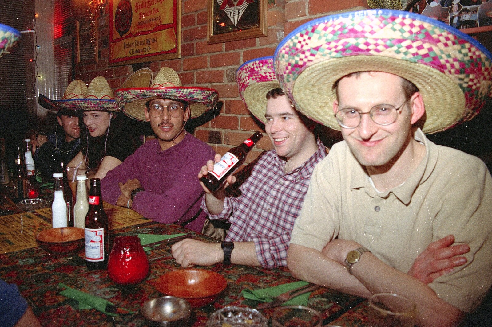 A CISU Night at Los Mexicanos Restaurant, Ipswich - 15th December 1996: Raj, Russel and Dougie